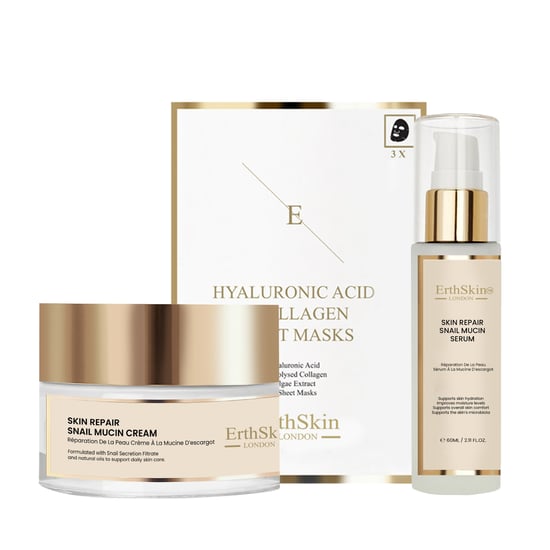 Huidherstellende Slakkenslijmcrème 50ml + Huidherstellend Slakkenslijmserum 60ml + Hyaluronzuur & Collageenmasker (3 Vellen) - Image 1