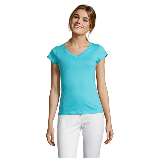 SOLS Dames/Dames Maan V Hals T-shirt (Atol blauw) - Image 1