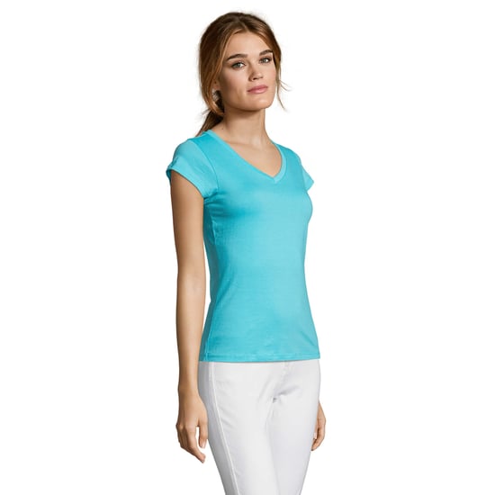 SOLS Dames/Dames Maan V Hals T-shirt (Atol blauw) - Image 3
