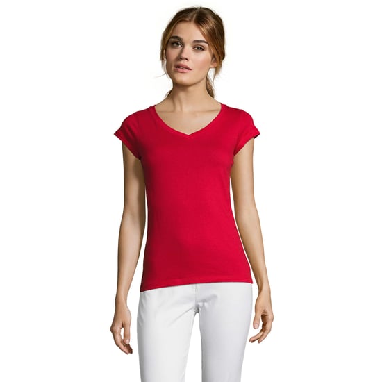 SOLS Dames/Dames Maan V Hals T-shirt (Rood) - Image 1