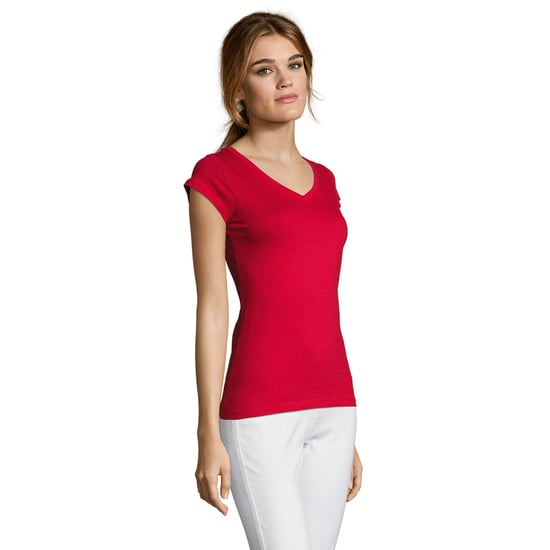 SOLS Dames/Dames Maan V Hals T-shirt (Rood) - Image 2