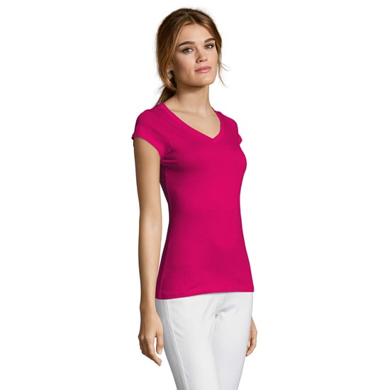 SOLS Dames/Dames Maan V Hals T-shirt (Fuchsia) - Image 3