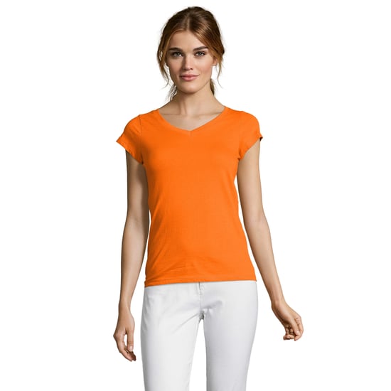 SOLS Dames/Dames Maan V Hals T-shirt (Oranje) - Image 1
