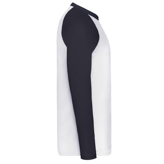 Fruit of the Loom Heren Valueweight Baseball T-shirt met lange mouwen (Witte/diepe marine) - Image 3