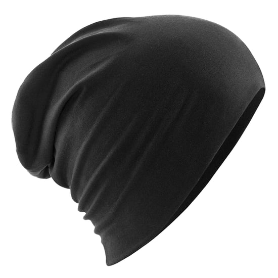 Beechfield Hemsedal Katoenen Slouch Beanie voor Volwassenen (Zwart) - Image 1