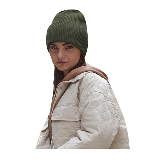 Beechfield Gebreide oversized muts (Olijf) - Image 2