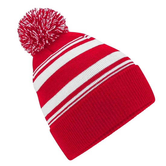 Beechfield Gestreepte muts (Klassiek rood) - Image 2