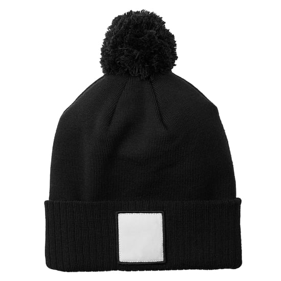 Beechfield Pom Pom Appliqué Patch muts (Zwart/Wit) - Image 3