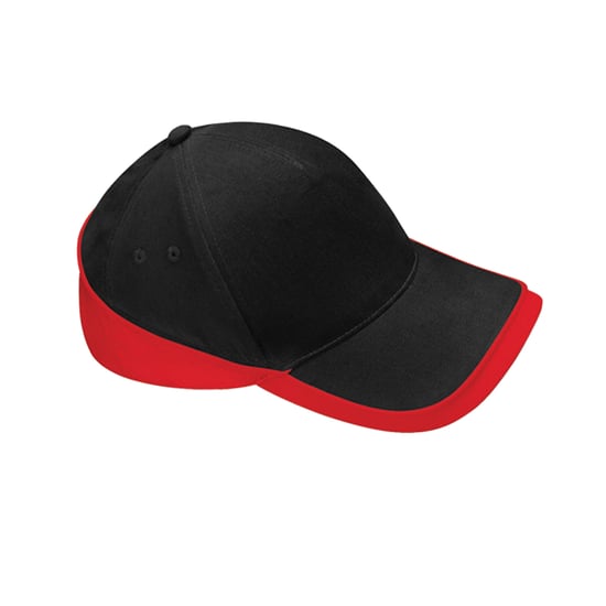 Beechfield Teamwear Wedstrijd Baseball Cap (Zwart/Klassiek Rood) - Image 1