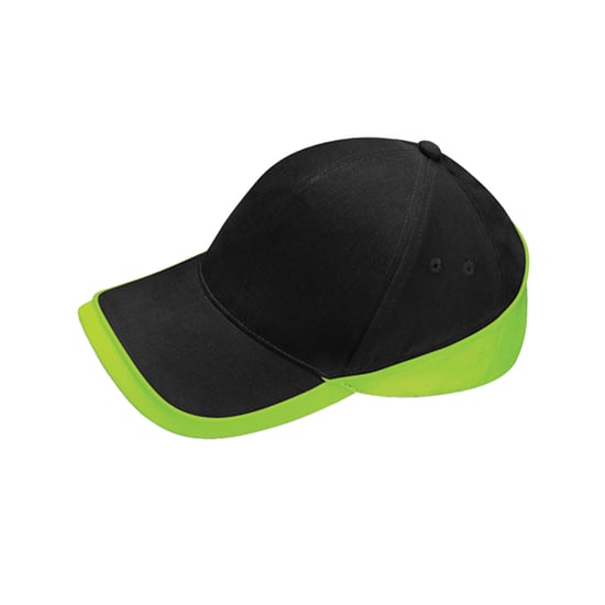 Beechfield Teamwear Wedstrijd Baseball Cap (Zwart/Lijkgroen) - Image 2