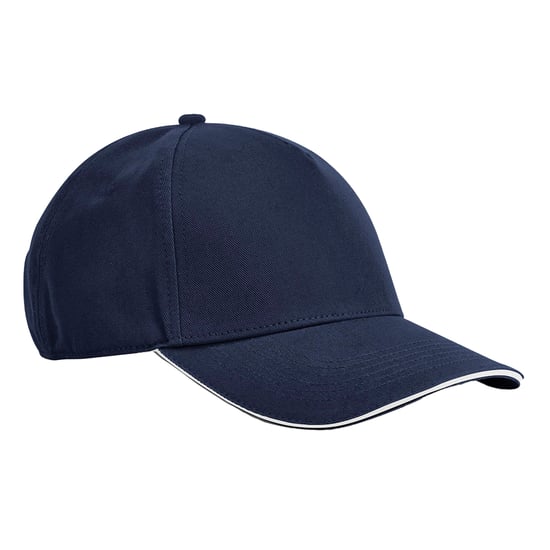 Beechfield EarthAware Classic 5 Panel Organic Cotton Sandwich Peak Baseball Cap (Franse marine / Wit) - Image 1