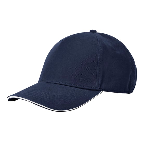 Beechfield EarthAware Classic 5 Panel Organic Cotton Sandwich Peak Baseball Cap (Franse marine / Wit) - Image 2