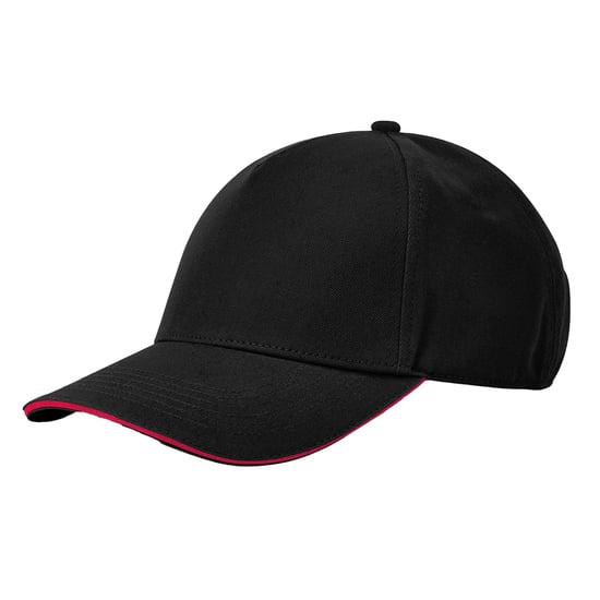 Beechfield EarthAware Classic 5 Panel Organic Cotton Sandwich Peak Baseball Cap (Zwart/Klassiek Rood) - Image 2