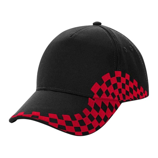 Beechfield Grand Prix Cap (Zwart/Klassiek Rood) - Image 1