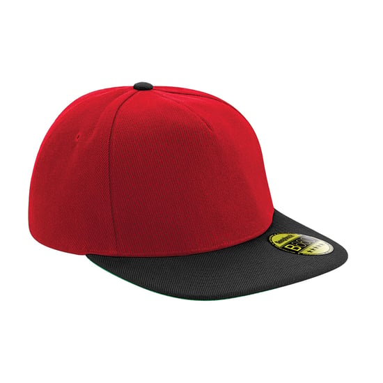 Beechfield Unisex Adult Original Flat Peak Snapback Cap (Klassiek rood/zwart) - Image 1