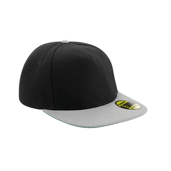 Beechfield Unisex Adult Original Flat Peak Snapback Cap (Zwart/Grijs) - Image 1