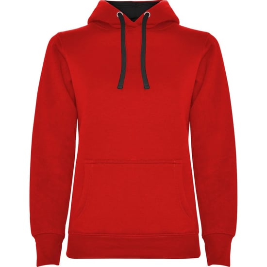 Roly Dames/Dames Urban Hooded Polycotton Sweatshirt (Rood/zwart) - Image 1