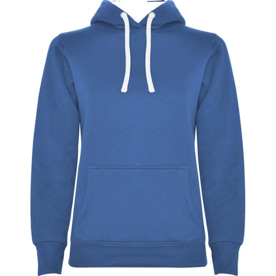 Roly Dames/Dames Urban Hooded Polycotton Sweatshirt (Koningsblauw/Wit) - Image 1