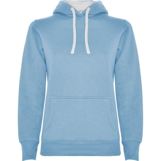 Roly Dames/Dames Urban Hooded Polycotton Sweatshirt (Hemelsblauw/Wit) - Image 1