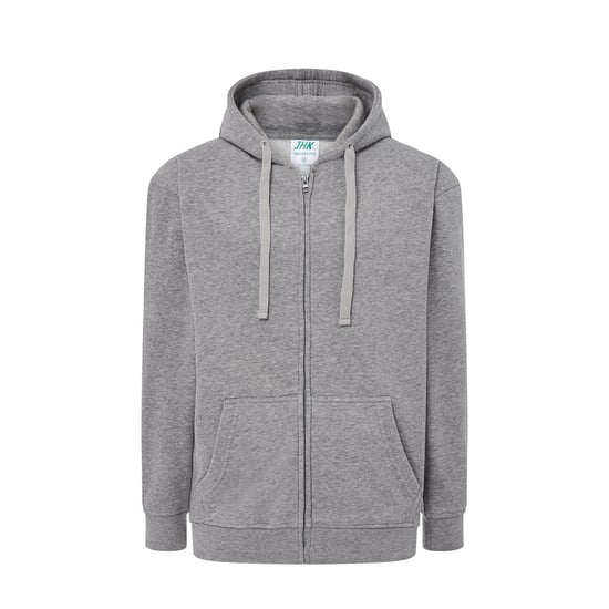 JHK Unisex effen capuchon met rits voor volwassenen (Grijze Melange) - Image 1