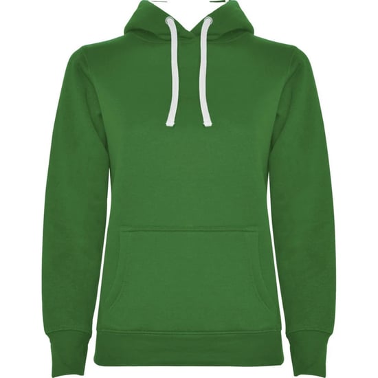 Roly Dames/Dames Urban Hooded Polycotton Sweatshirt (Kelly Groen/Wit) - Image 1