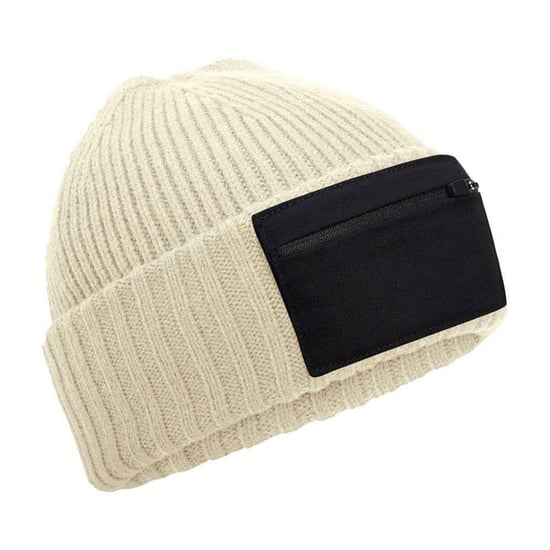 Beechfield Zip Patch muts (Zand/Zwart) - Image 1