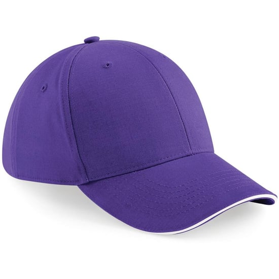 Beechfield Volwassenen Unisex Athleisure Cotton Baseball Cap (Paars/Wit) - Image 1