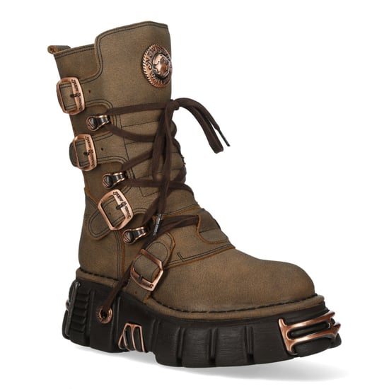 New Rock bruine leren gothic bikerlaarzen tot halverwege de kuit - M-373XL-C120 - Image 3