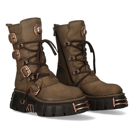 New Rock bruine leren gothic bikerlaarzen tot halverwege de kuit - M-373XL-C120 - Image 4