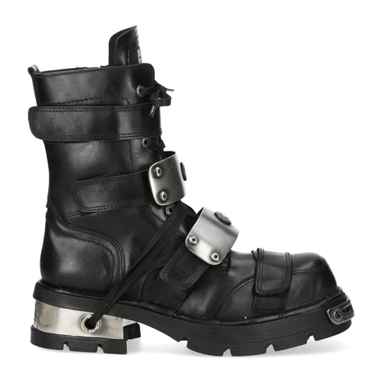 New Rock Metallic Zwarte Leren Gotische Punk Rock Hoge Laarzen - MET048-C9 - Image 1