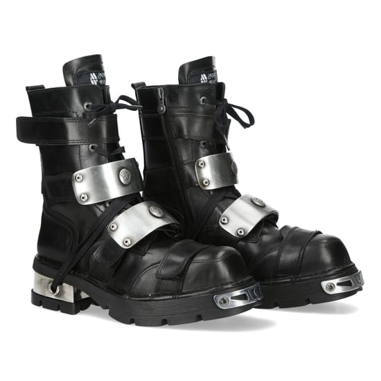 New Rock Metallic Zwarte Leren Gotische Punk Rock Hoge Laarzen - MET048-C9 - Image 4