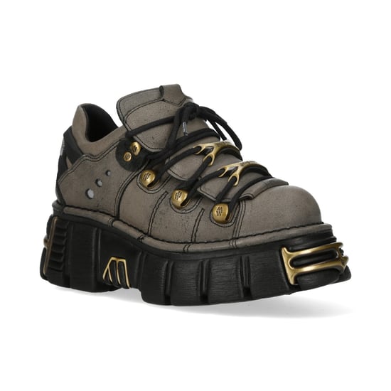 New Rock bruin-grijze leren gotische platform enkellaarsjes - M-120N-C119 - Image 3