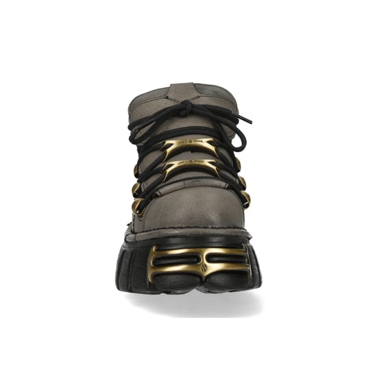 New Rock bruin-grijze leren gotische platform enkellaarsjes - M-120N-C119 - Image 5