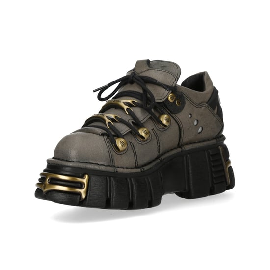New Rock bruin-grijze leren gotische platform enkellaarsjes - M-120N-C119 - Image 6