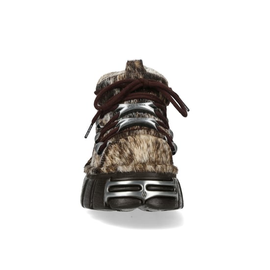 New Rock bruine leren gotische platform enkellaarsjes met bontrand - M-120N-C114 - Image 5