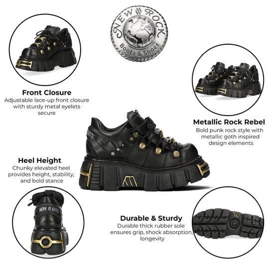 New Rock zwarte leren gotische platform enkellaarsjes - M-120N-C116 - Image 2