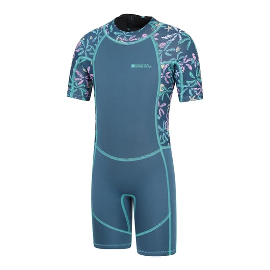 Mountain Warehouse Wetsuit met korte print voor kinderen (Donker groenblauw) - Image 3