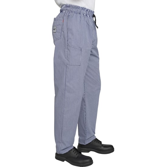 Le Chef Professionele geruite koksbroek voor volwassenen (Blauw) - Image 1
