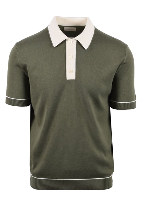 GANT COTTON MODAL KNITTED POLO DRY HERB GREEN - Image 1
