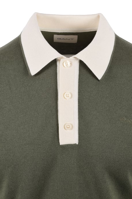 GANT COTTON MODAL KNITTED POLO DRY HERB GREEN - Image 2