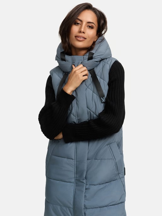 Marikoo lange gewatteerde damesbodywarmer met capuchon – Narikaa - Image 4