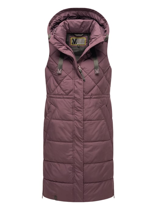 Marikoo lange gewatteerde damesbodywarmer met capuchon – Narikaa - Image 1