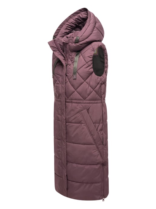 Marikoo lange gewatteerde damesbodywarmer met capuchon – Narikaa - Image 3