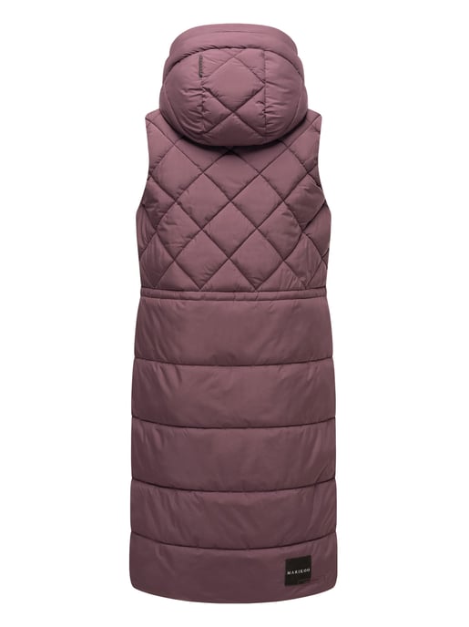Marikoo lange gewatteerde damesbodywarmer met capuchon – Narikaa - Image 4