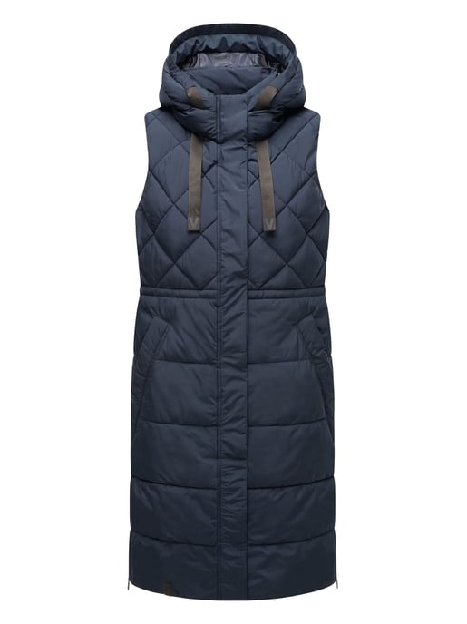 Marikoo lange gewatteerde damesbodywarmer met capuchon – Narikaa - Image 2