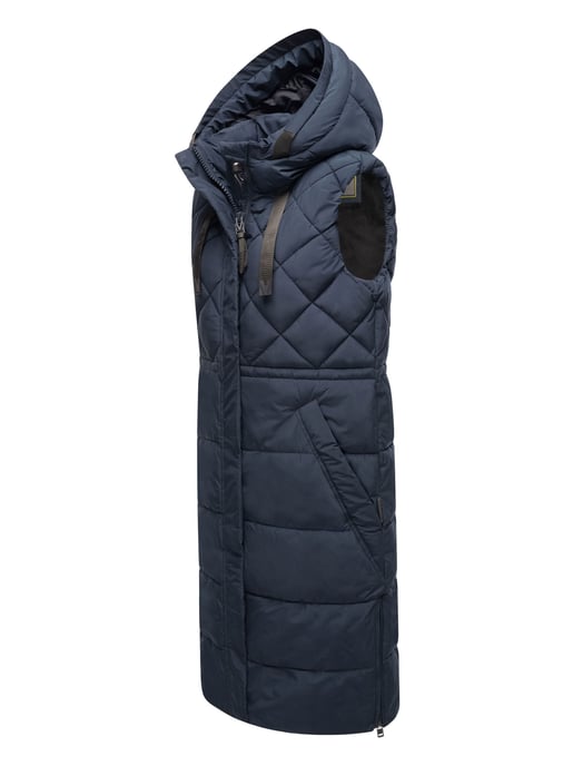 Marikoo lange gewatteerde damesbodywarmer met capuchon – Narikaa - Image 3