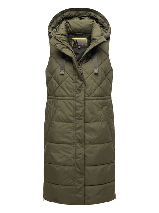Marikoo lange gewatteerde damesbodywarmer met capuchon – Narikaa - Image 1