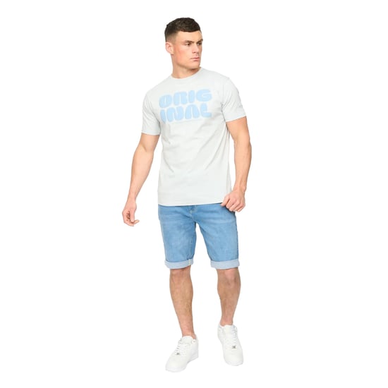 Crosshatch Heren Youlgreeve Denim Short met Ceintuur (Mid Wash) - Image 4