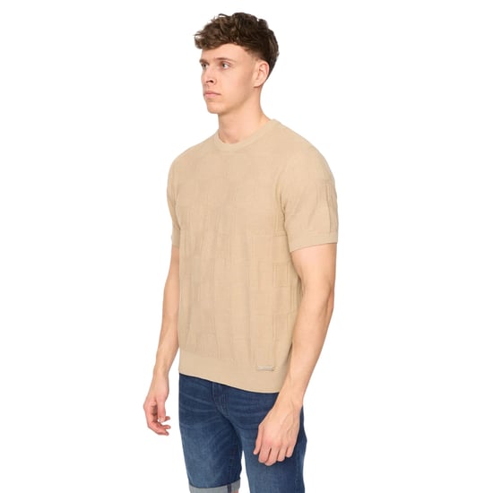 Duck and Cover Heren Littleton gebreid T-shirt (Lichte steen) - Image 3