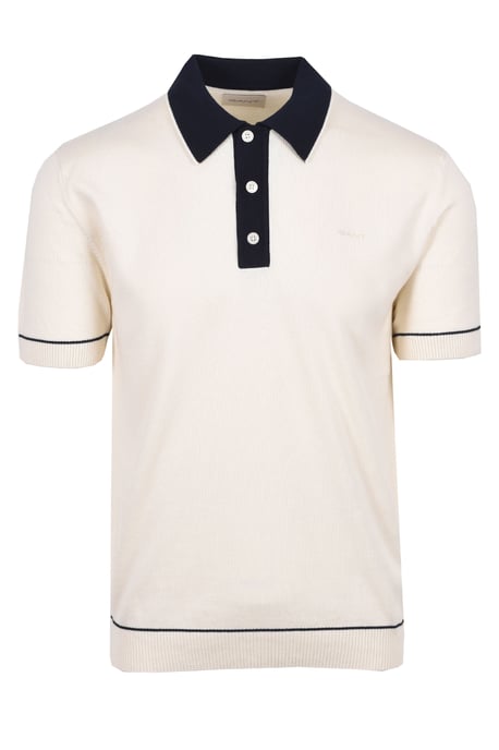 GANT COTTON MODAL KNITTED POLO CREAM - Image 1